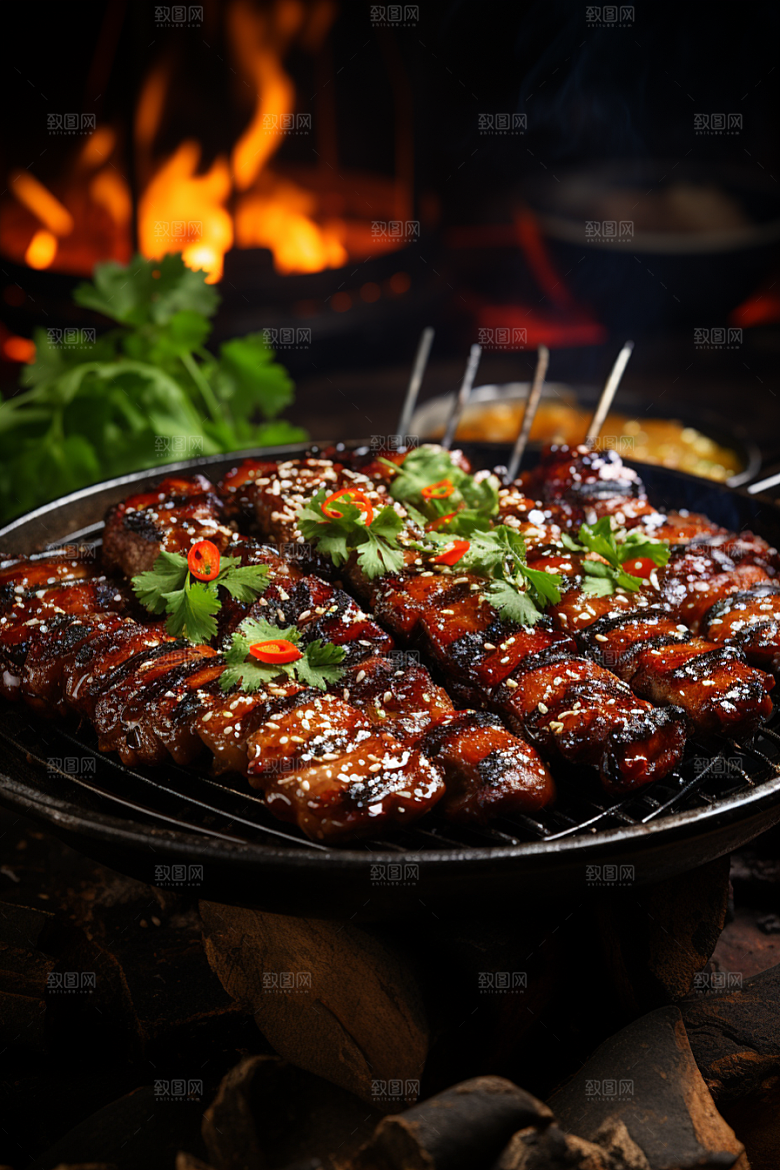 BBQ烧烤聚会美食摄影图
