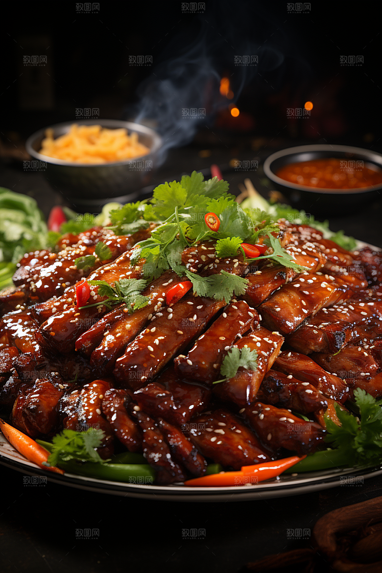 BBQ烧烤美食肉类摄影图
