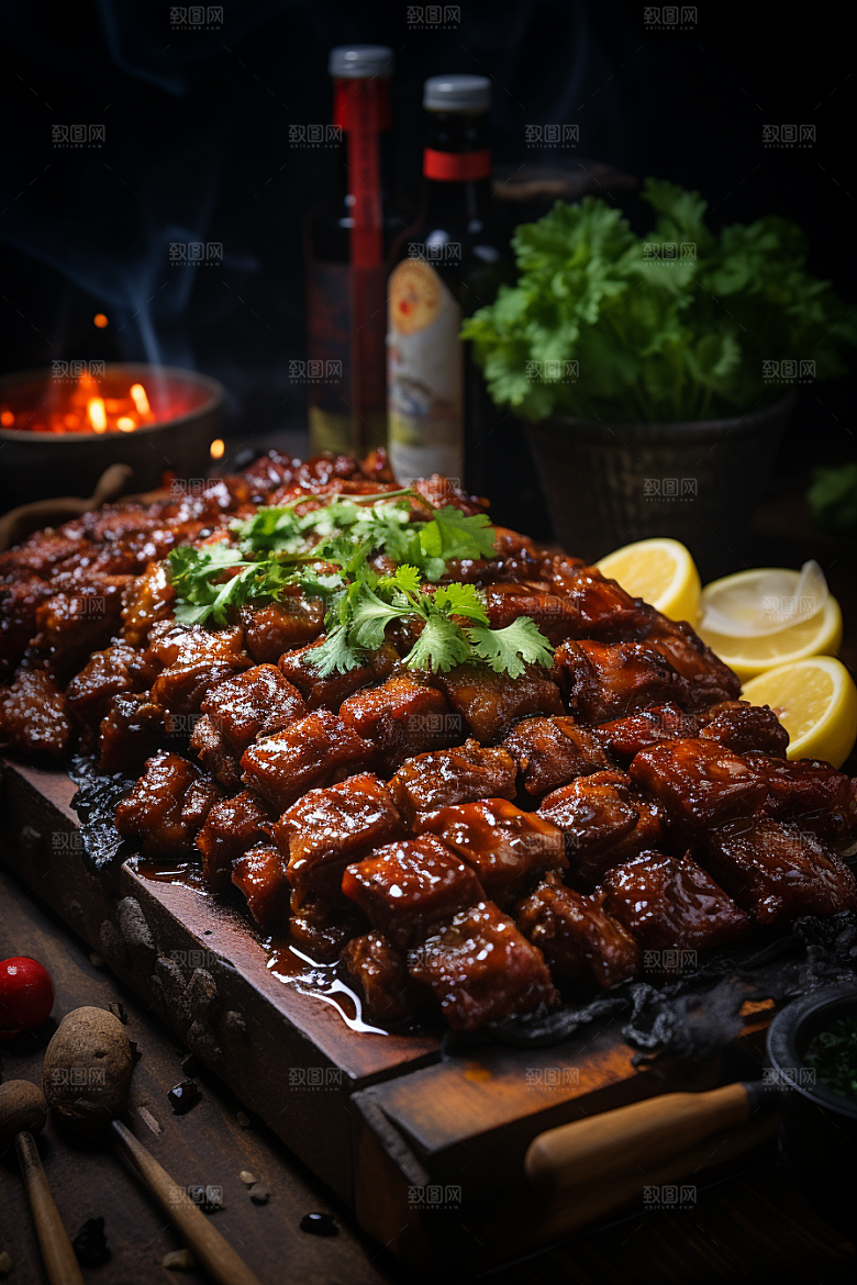BBQ烧烤美味烤串摄影图