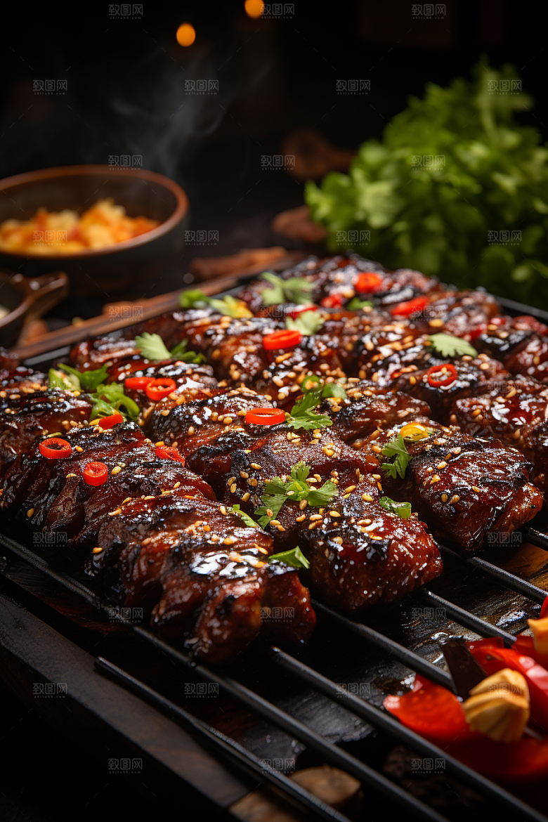 BBQ烧烤美味烤串摄影图