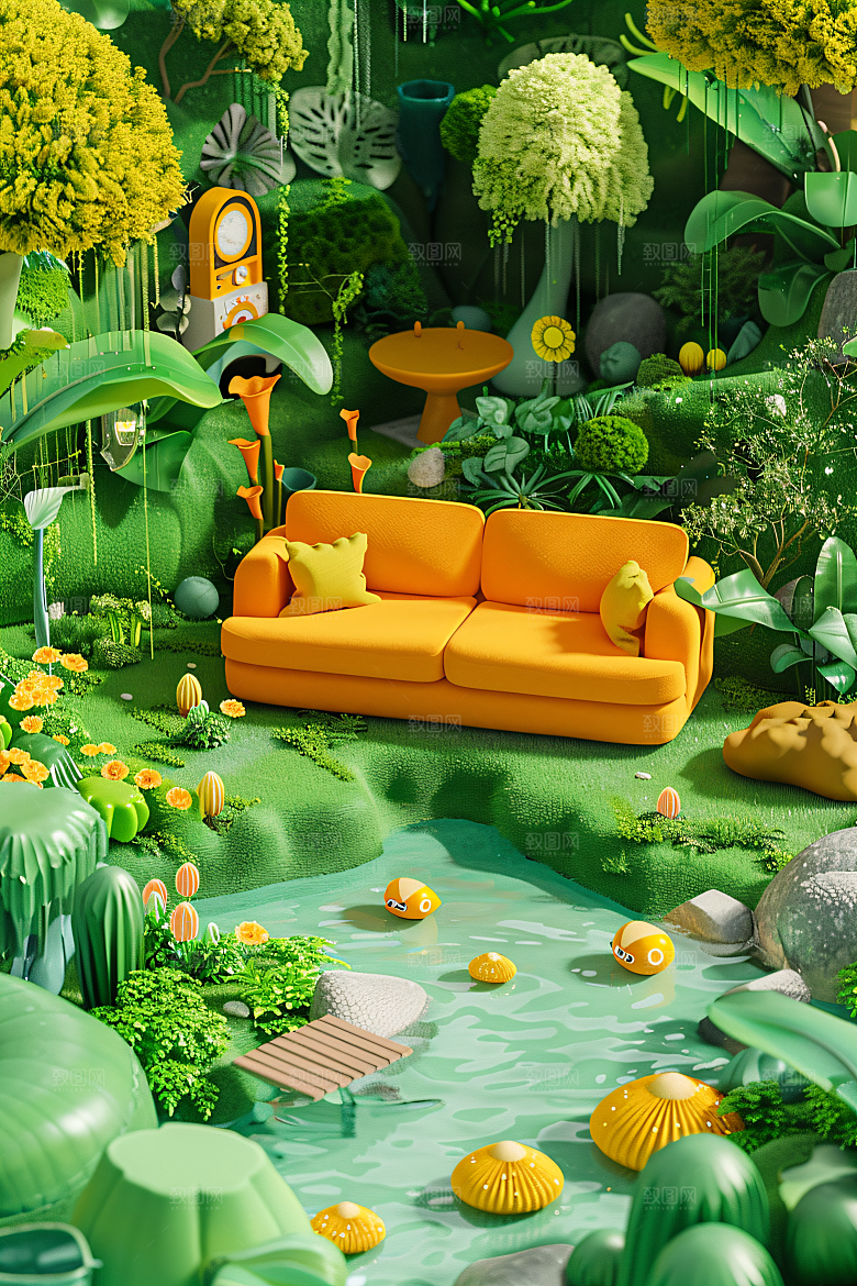 电商家居3D产品背景图