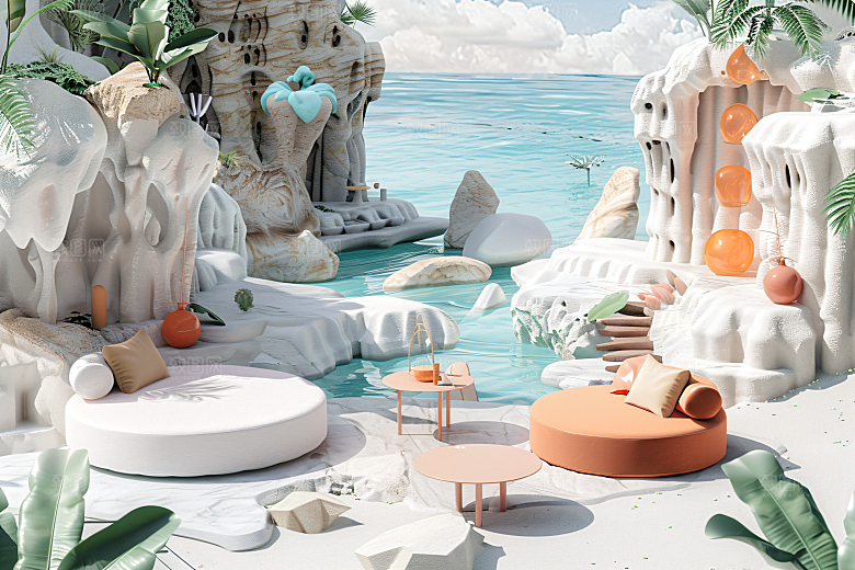 电商家居3D立体背景图