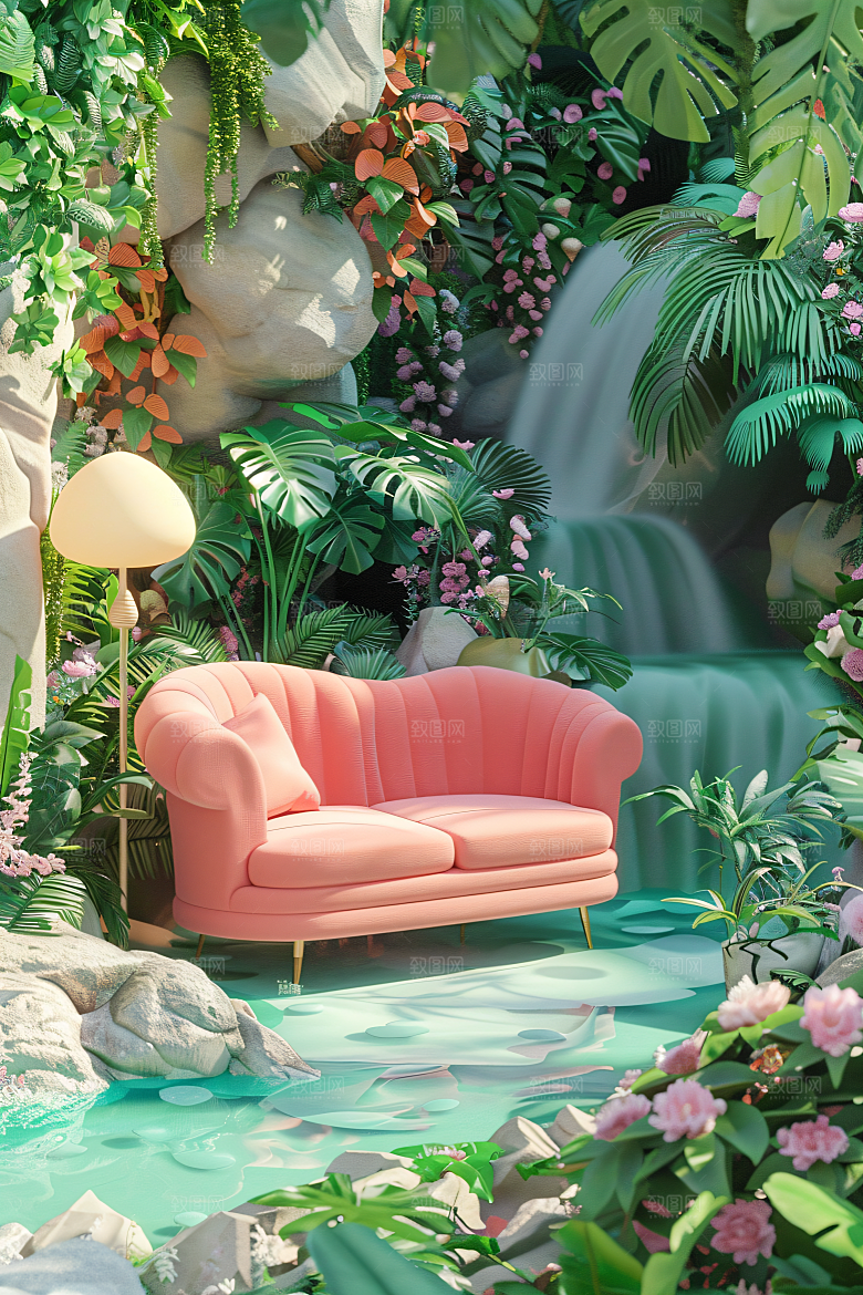 电商家居3D靓丽背景图