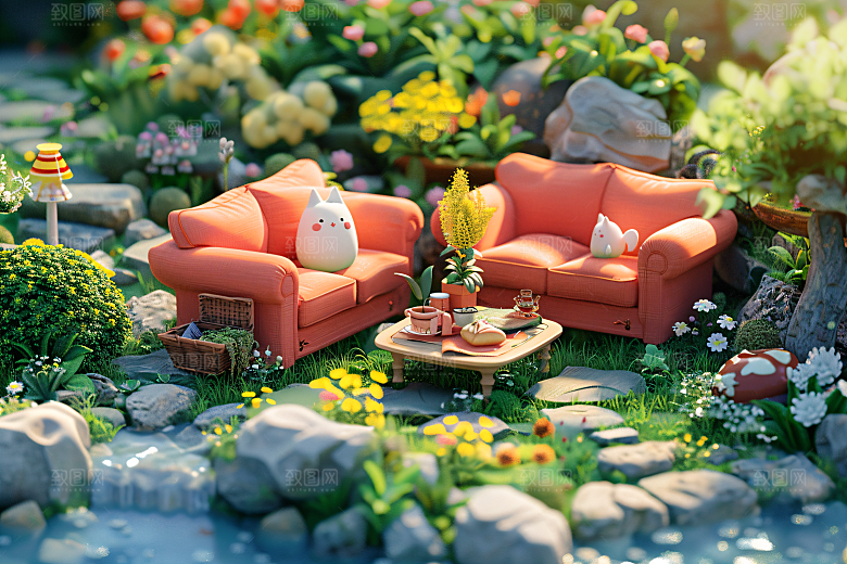 电商家居C4D3D背景图