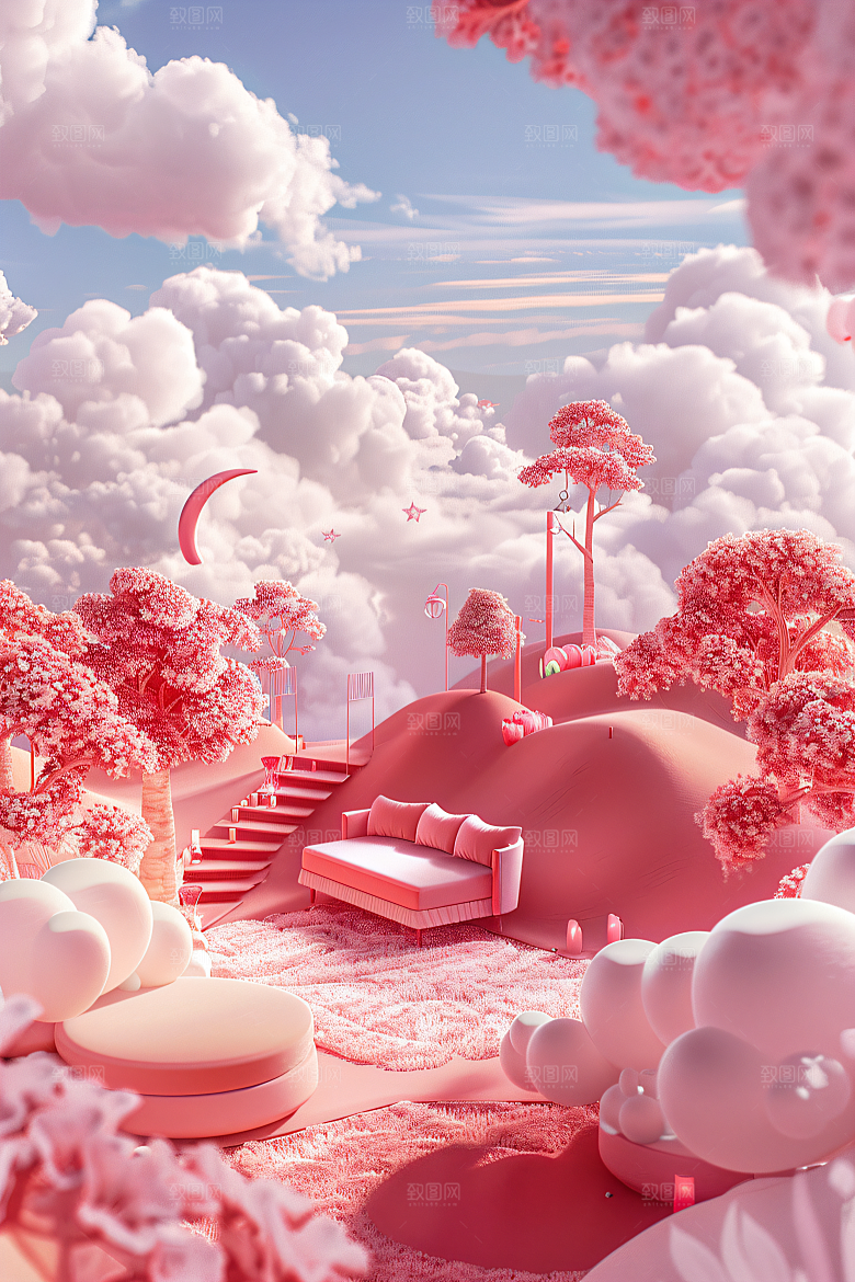 电商家居立体3D背景图