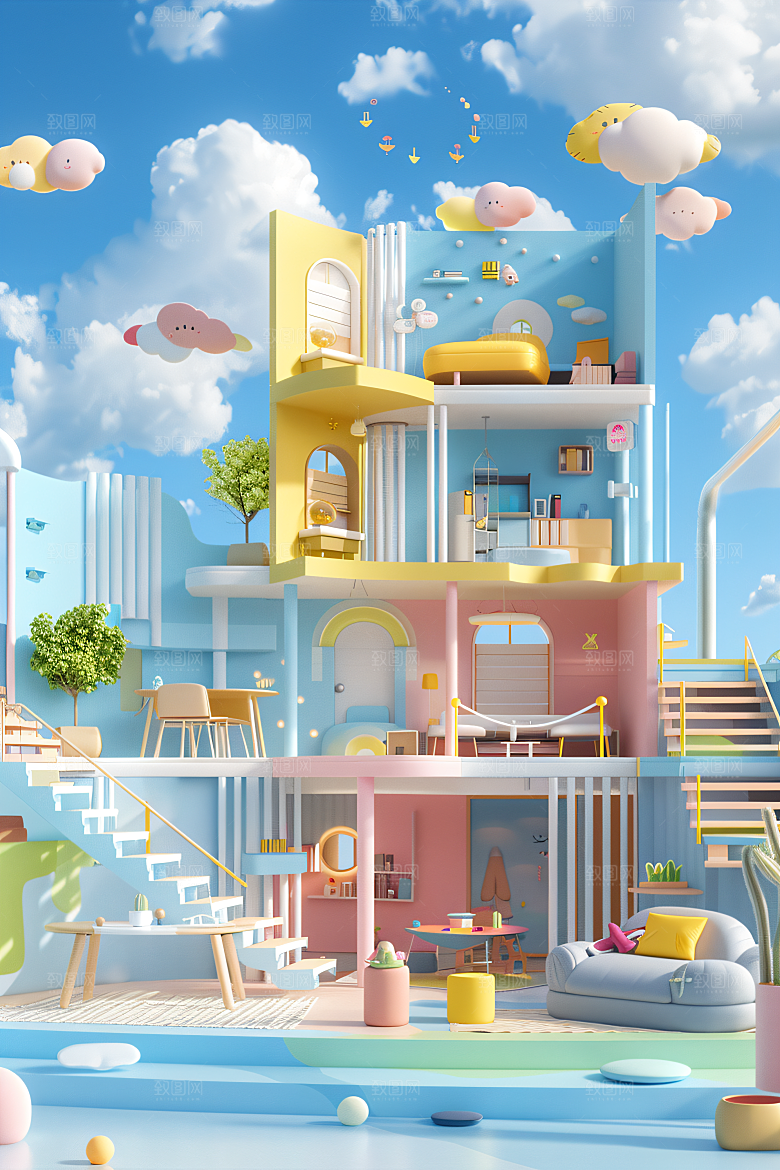 电商家居3D产品背景图