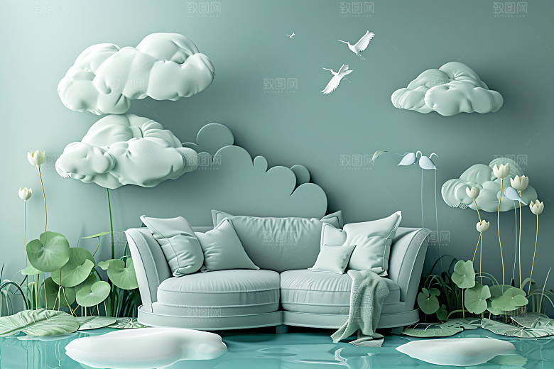 电商家居3D商品背景图