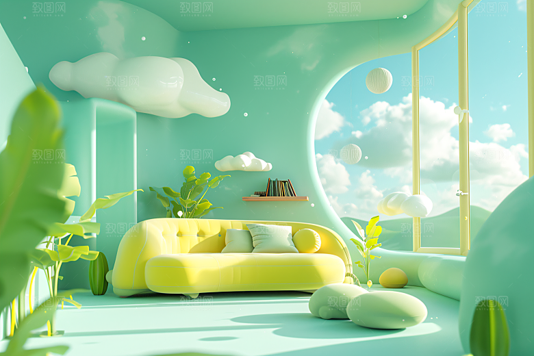 电商家居靓丽3D背景图