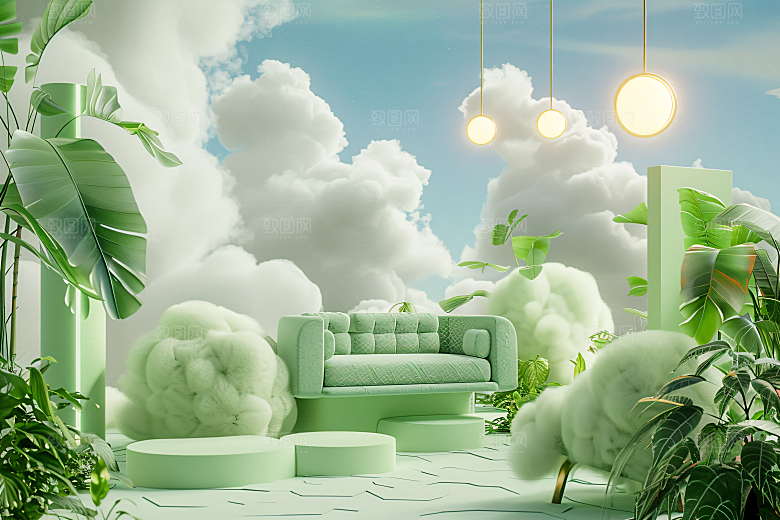 电商家居3D家具背景图
