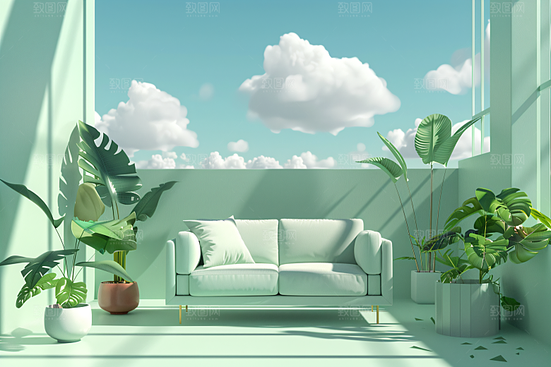 电商家居商品3D背景图