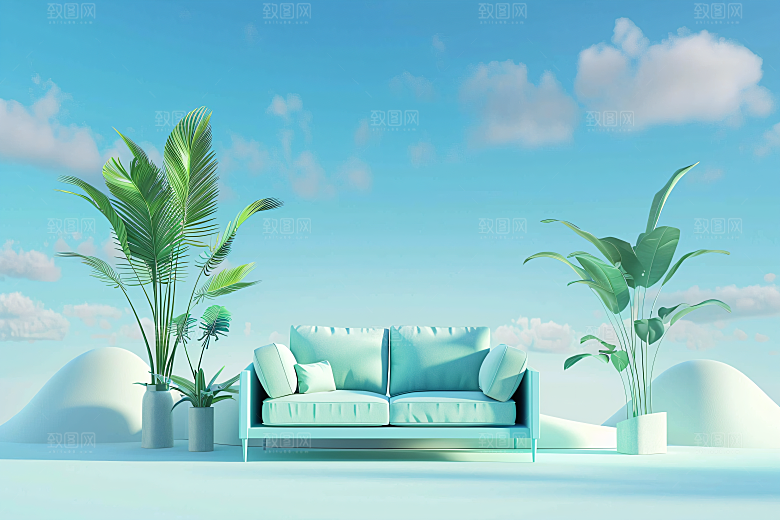 电商家居靓丽3D背景图