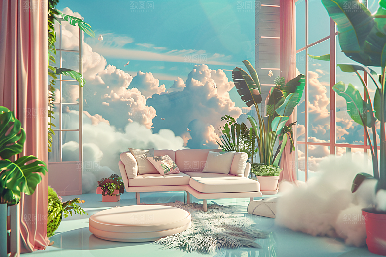 电商家居立体C4D背景图