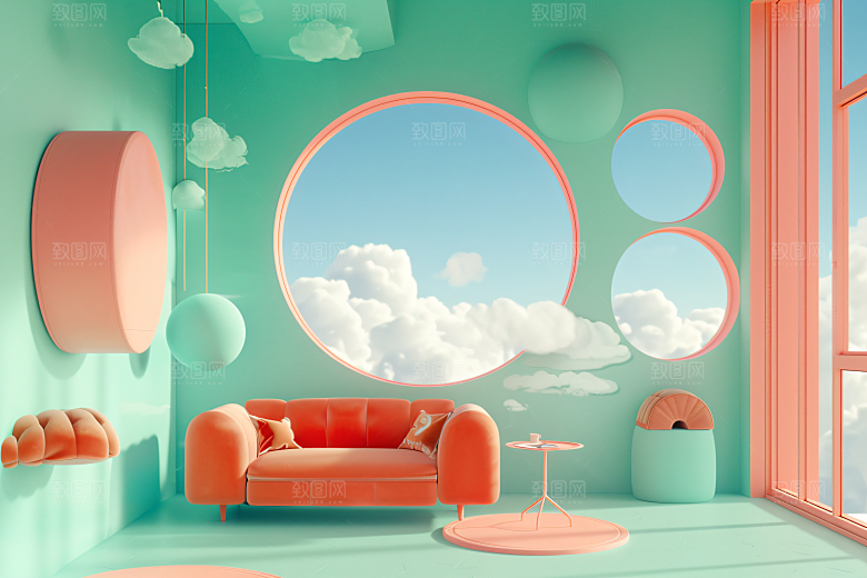 电商家居3D自然背景图