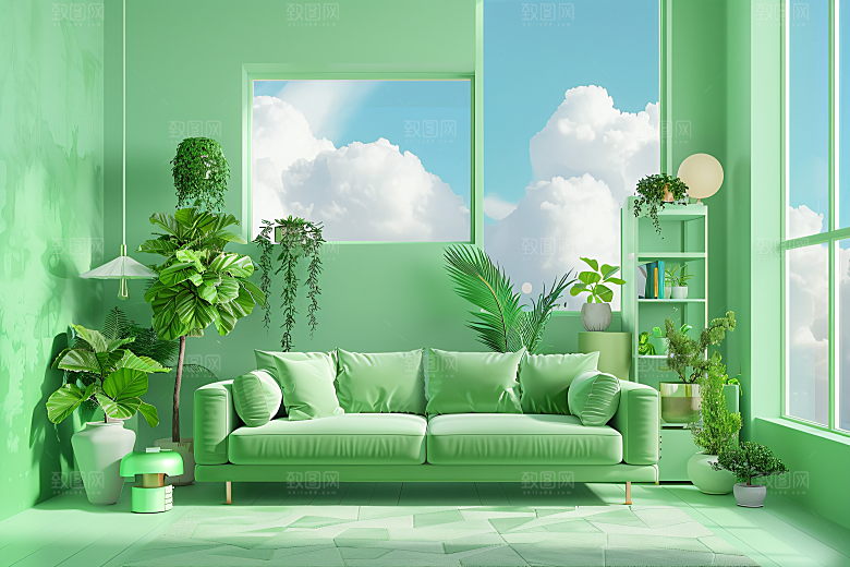 电商家居3D清新背景图