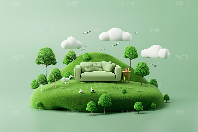 电商家居3D促销背景图