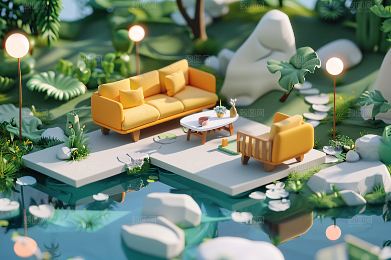 电商家居3D商品背景图