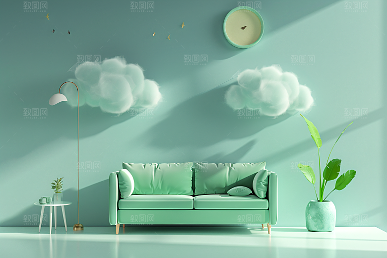 电商家居立体促销背景图