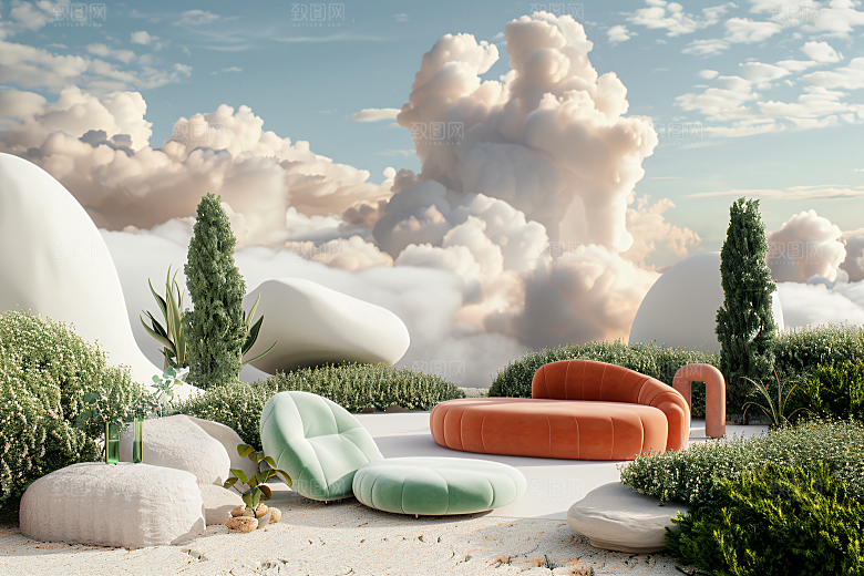 电商家居3D产品背景图