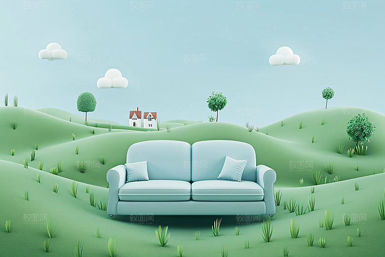 电商家居产品3D背景图