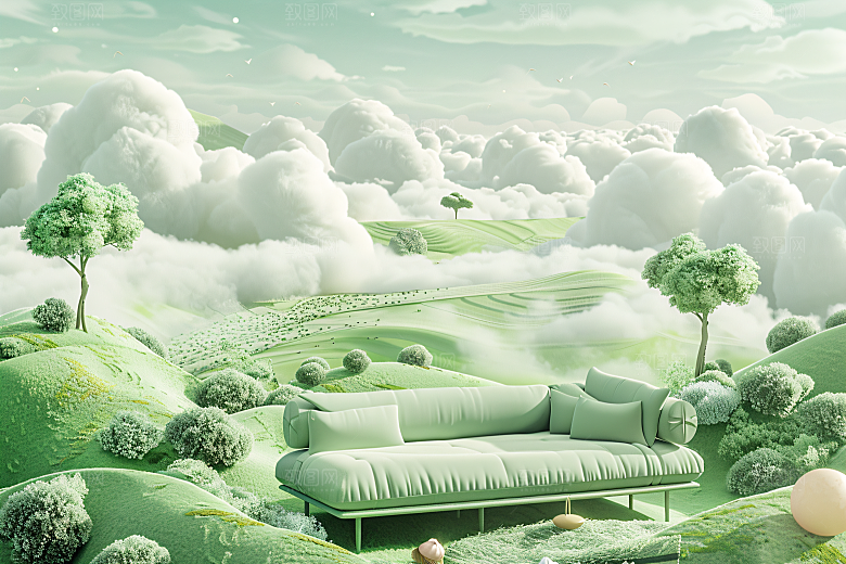 电商家居3D家具背景图