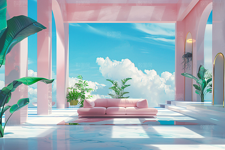 电商家居3D产品背景图