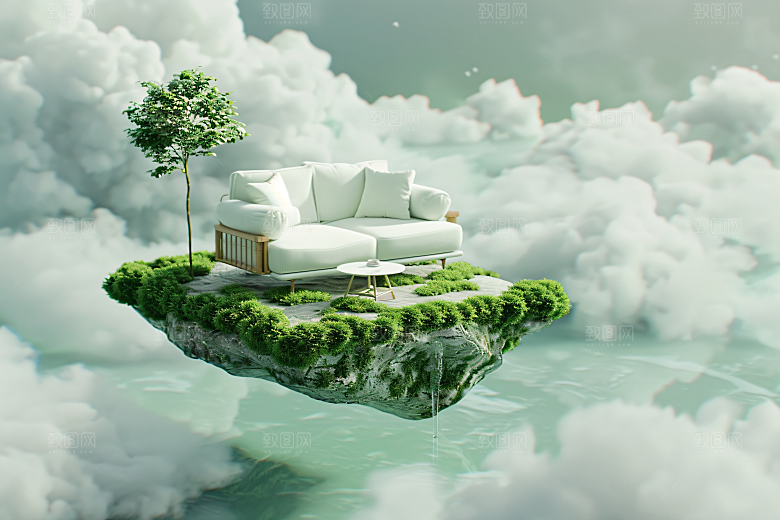 电商家居3D清新背景图