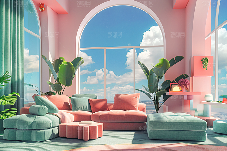 电商家居家具C4D背景图