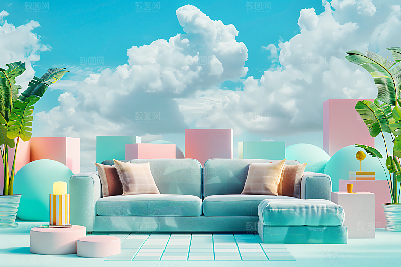 电商家居产品3D背景图