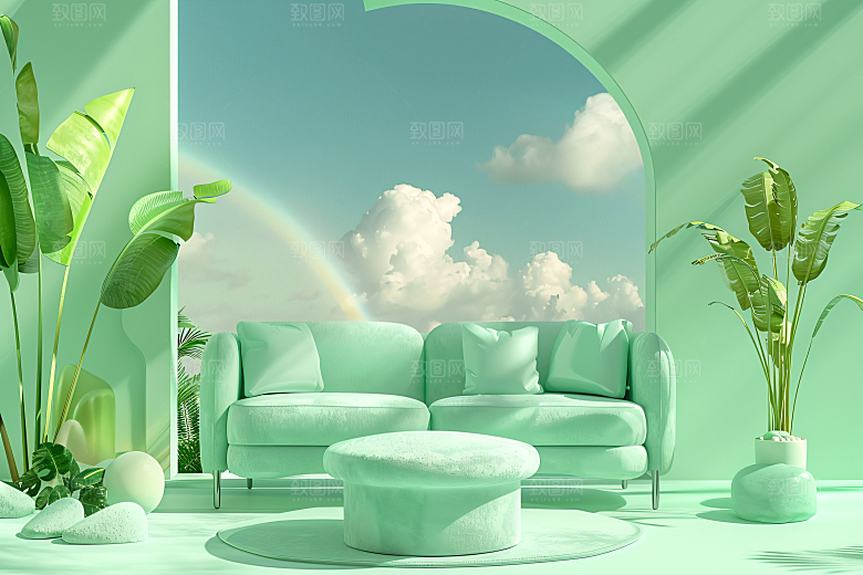电商家居家具3D背景图