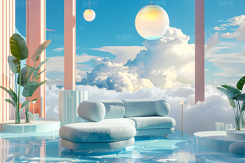 电商家居靓丽3D背景图