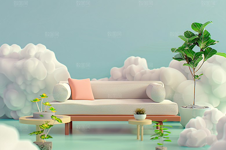 电商家居商品3D背景图