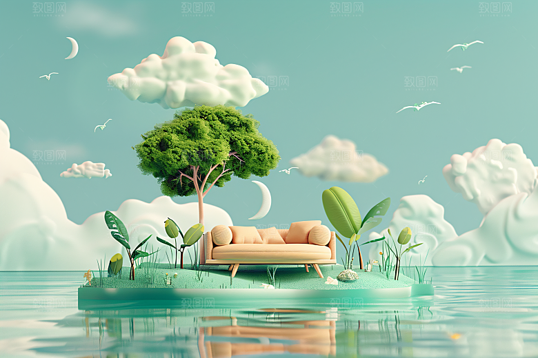 电商家居C4D3D背景图