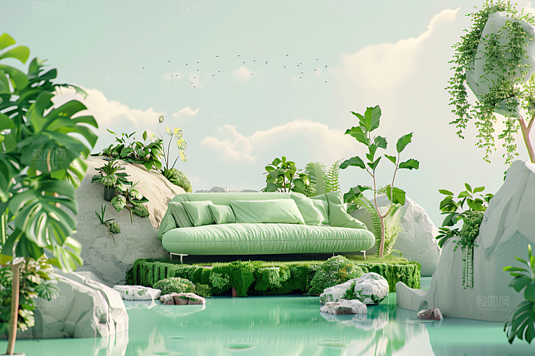 电商家居3D自然背景图