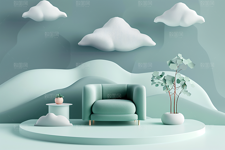 电商家居家具3D背景图