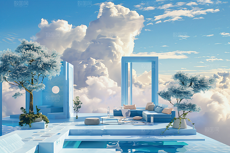 电商家居C4D靓丽背景图