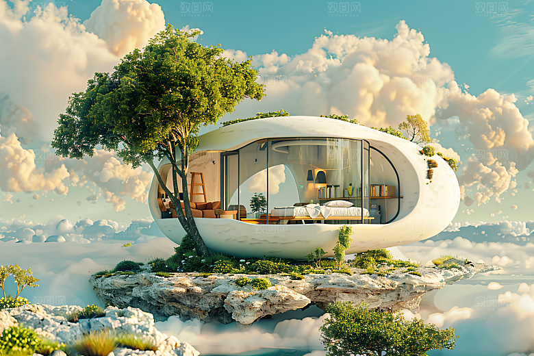电商家居3D清新背景图