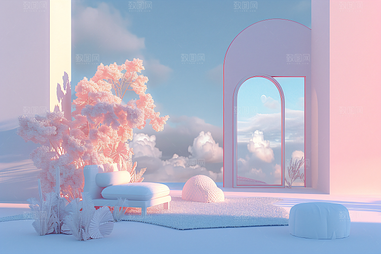 电商家居3D家具背景图