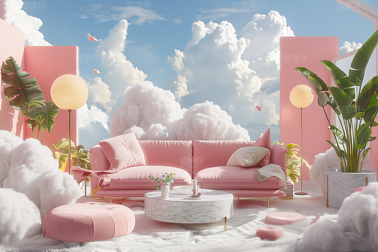 电商家居3D家具背景图