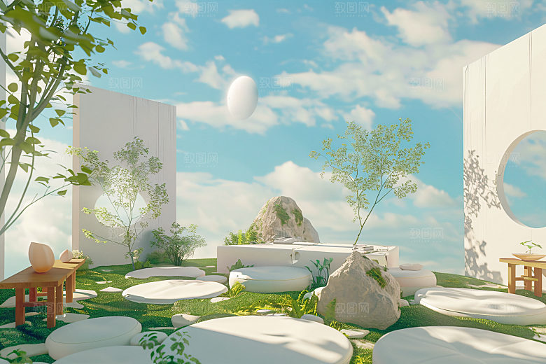 电商家居3D自然背景图
