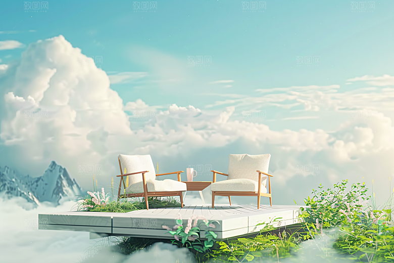 电商家居3D家具背景图