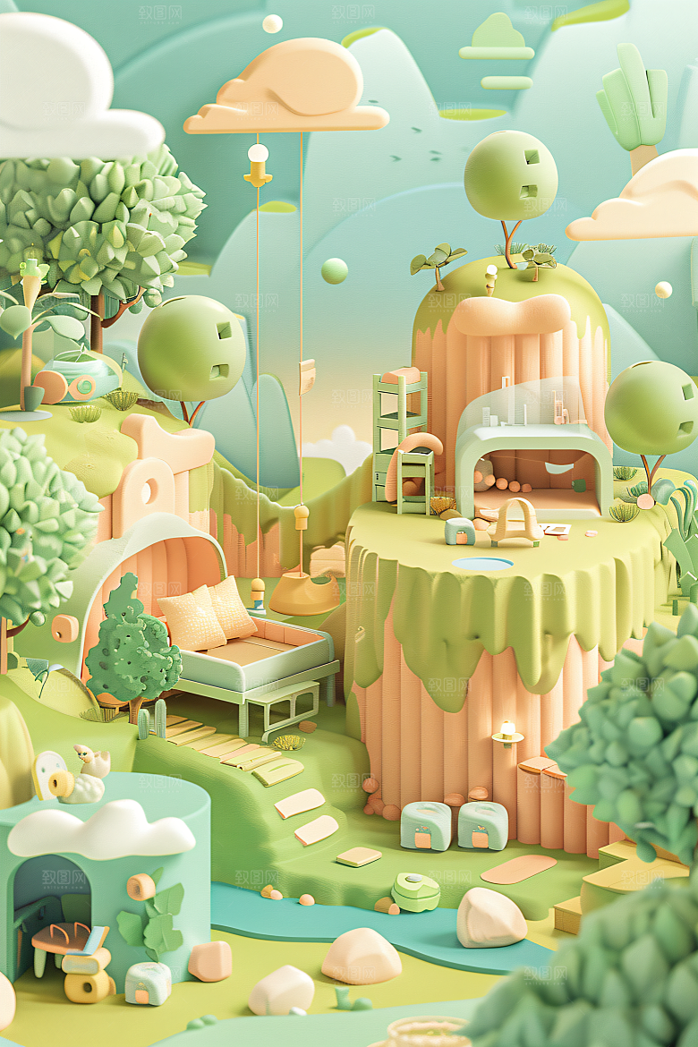 电商家居产品3D背景图