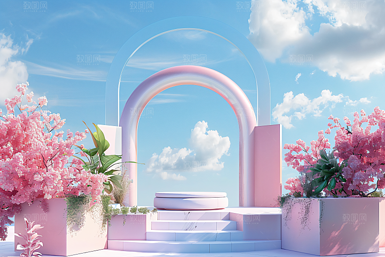 电商家居立体C4D背景图