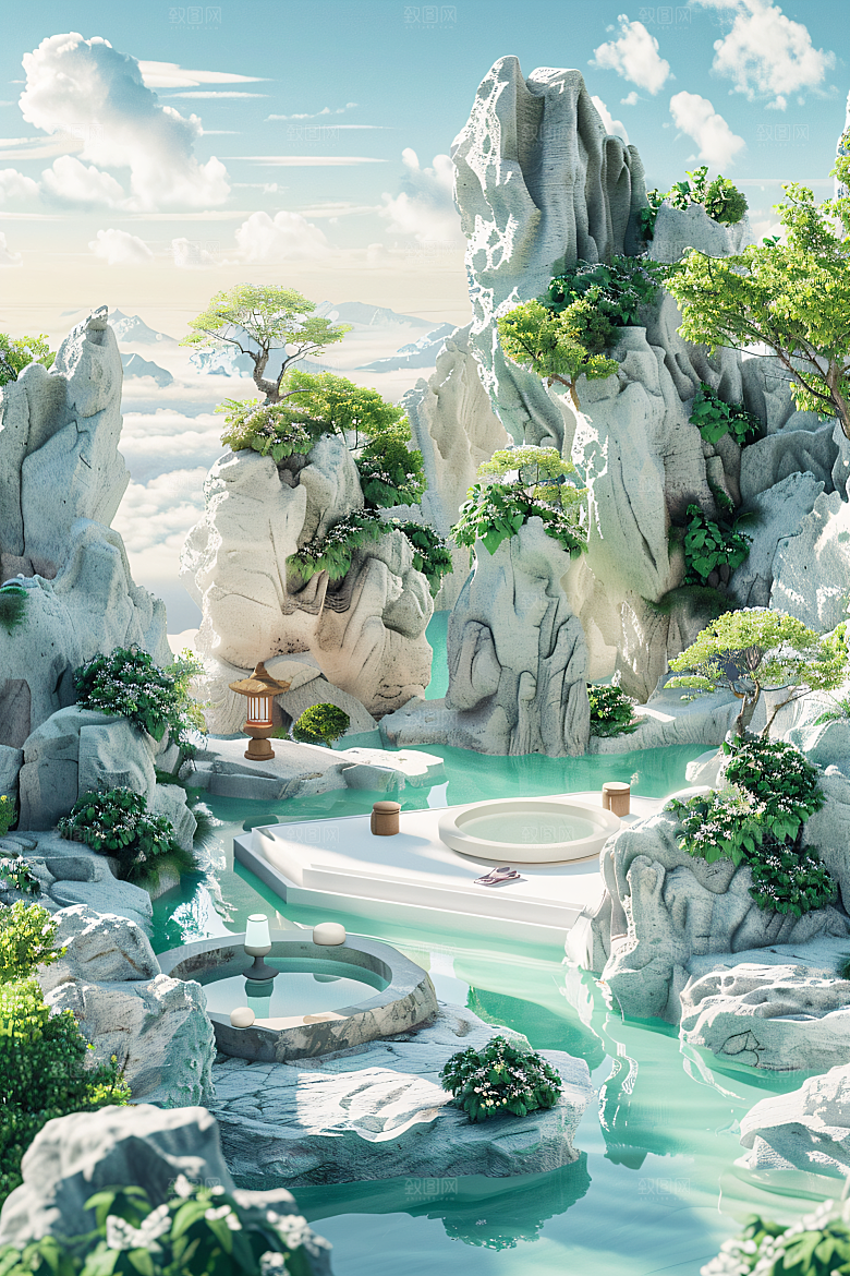 电商家居商品3D背景图