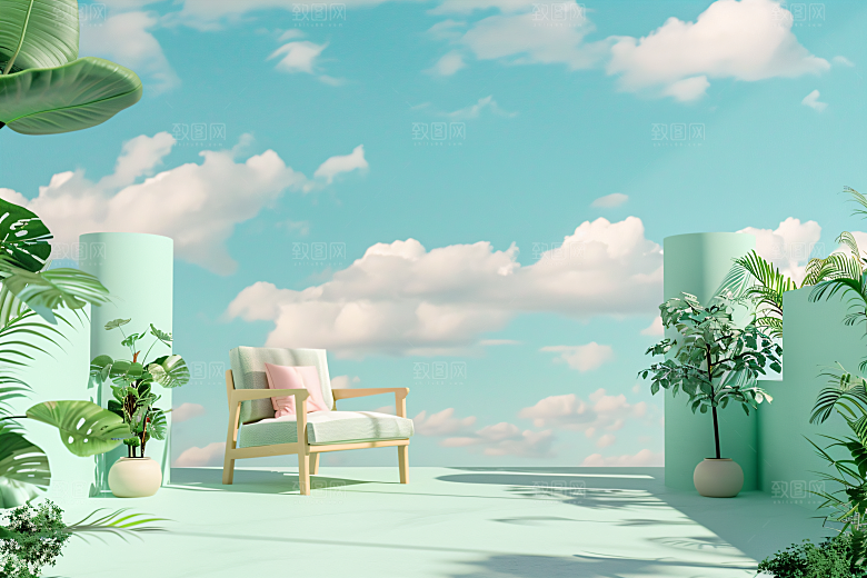 电商家居3D大促背景图