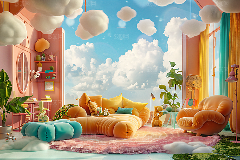 电商家居家具3D背景图
