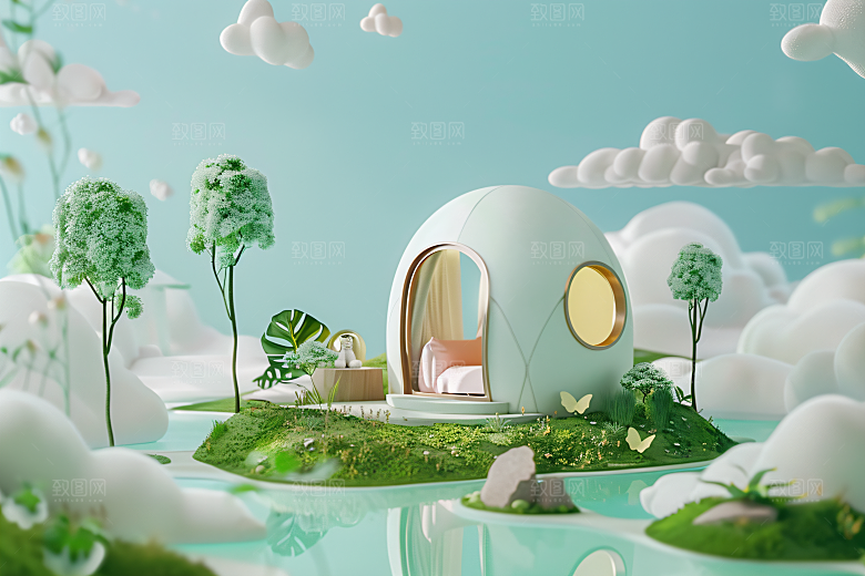 电商家居自然清新背景图
