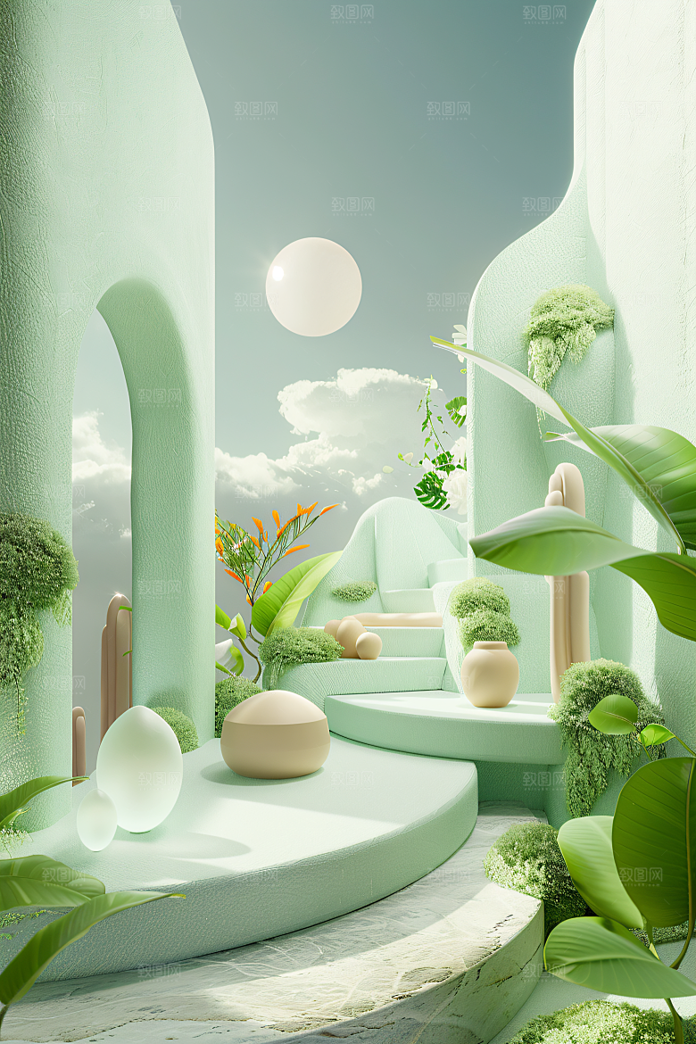 电商家居靓丽3D背景图