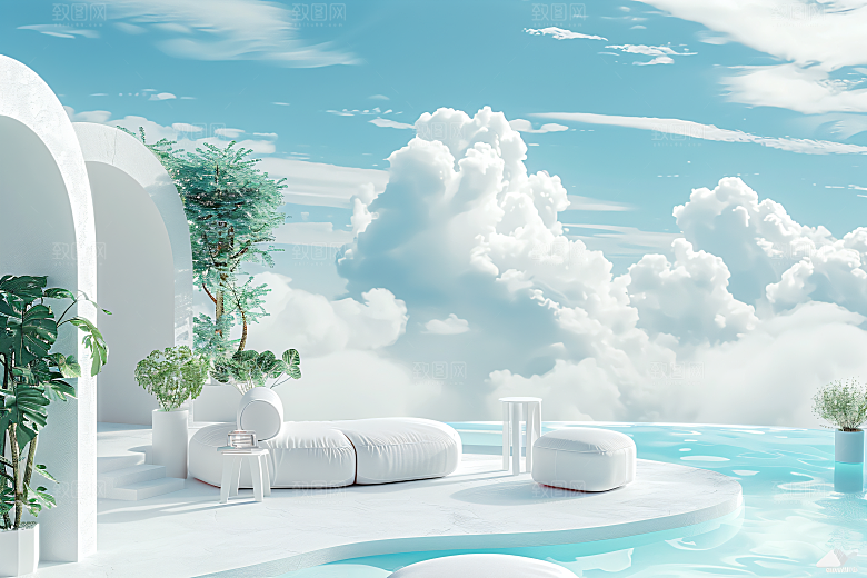 电商家居3D自然背景图