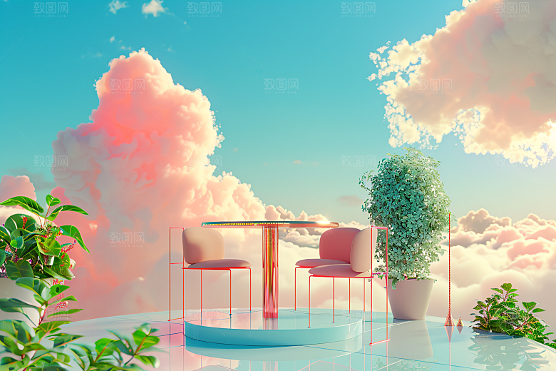 电商家居家具立体背景图