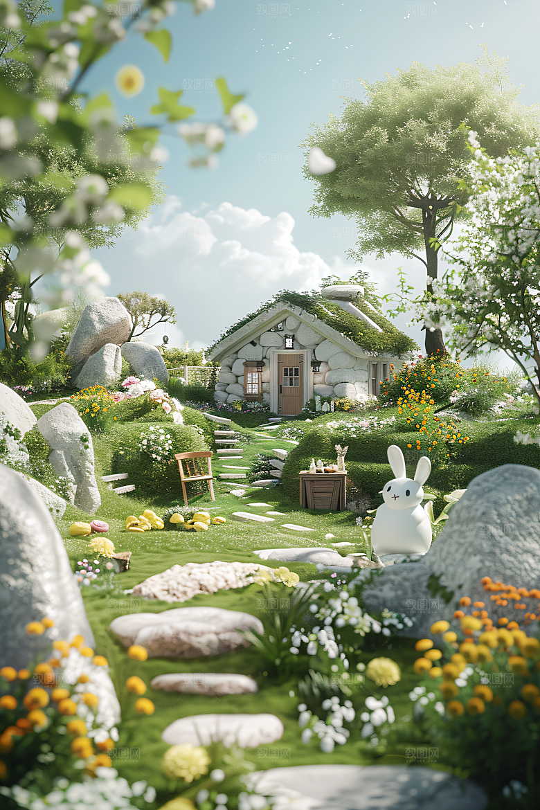 电商家居3D电商展示背景图